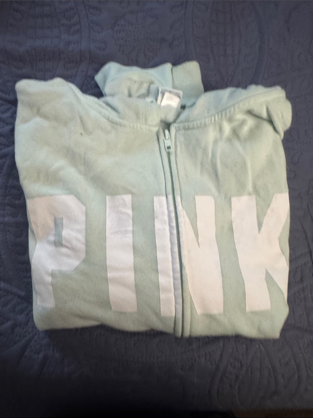 PINK Victoria's Secret Kids Mint Green Zip-Up Hoodie with White Logo
